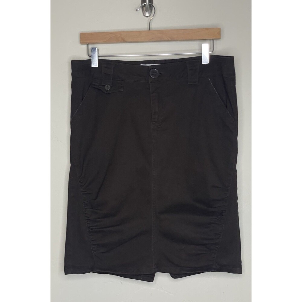 Vtg Y2K Chocolate Brown Ruched  Skirt Stretch Utility Cargo Style Gorpcore 11
